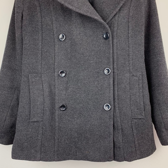 ST. JOHN'S BAY — Gray Cashmere Wool Blend Pea Coat - Picture 3 of 8